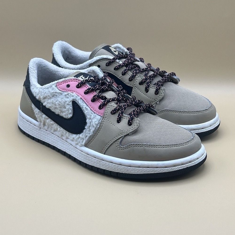 Nike Air Jordan 1 Low SE Fleece Beige Pink Retro Shoes - Women's Size 6 USED